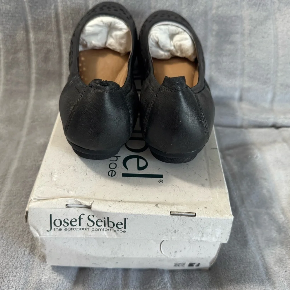 Josef Seibel Pippa 29 Nesty Oil Black Leather Ballerina Flats EU 36 US 5 to 5.5